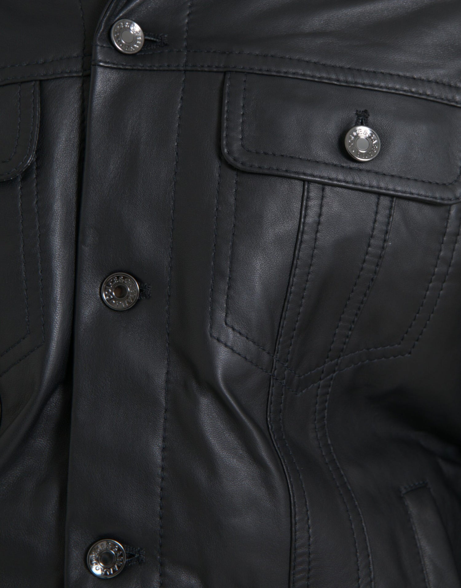 Dolce &amp; Gabbana Black Leather Fur Collar Biker Coat Jacket