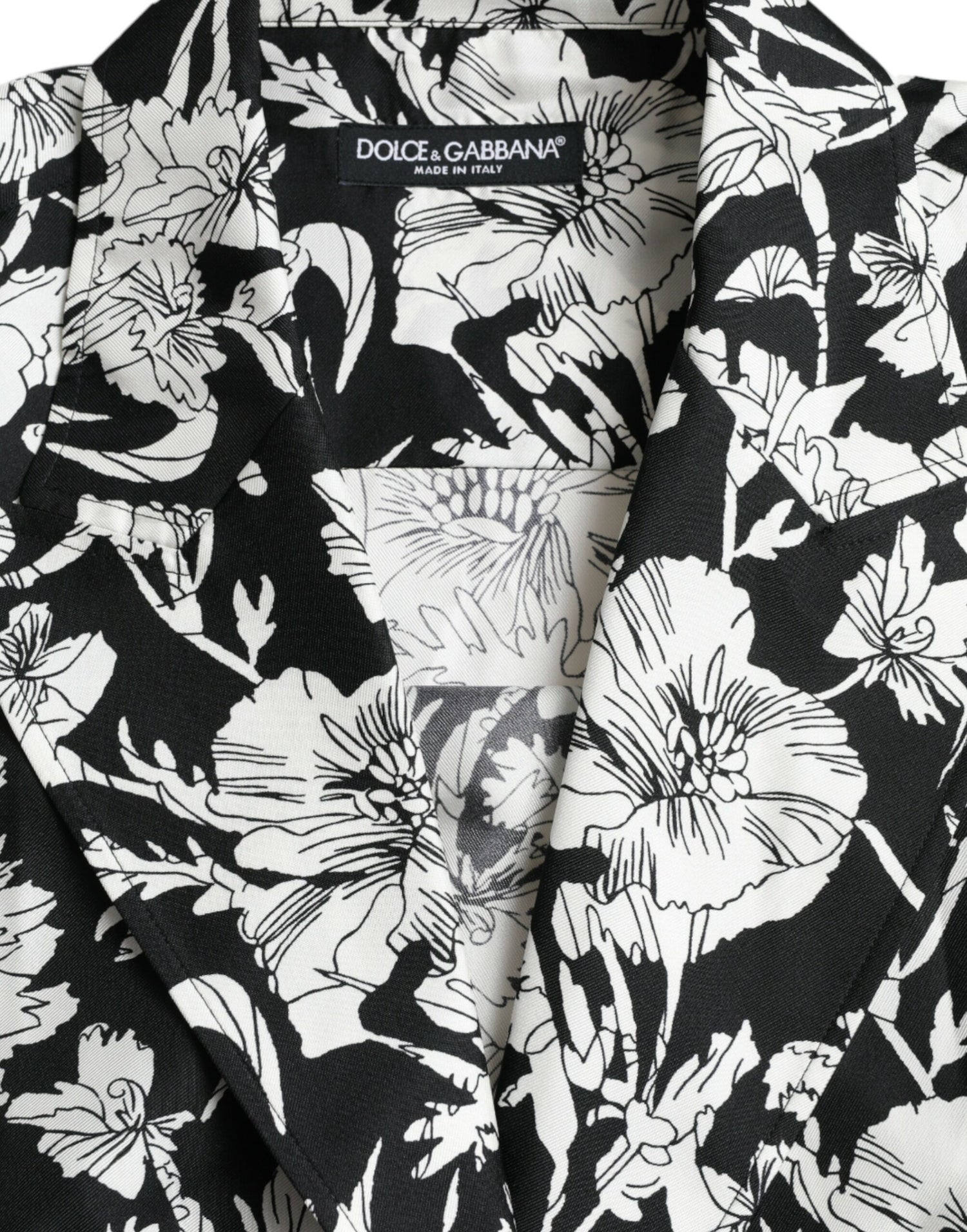 Dolce &amp;amp; Gabbana Svartvit Blommig Skjorta med Knappar
