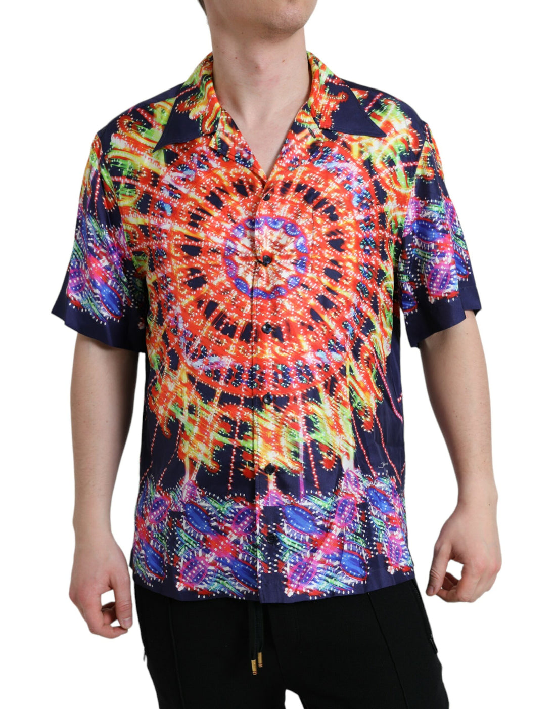 Dolce &amp;amp; Gabbana Multicolor Luminarie Silk Casual Shirt