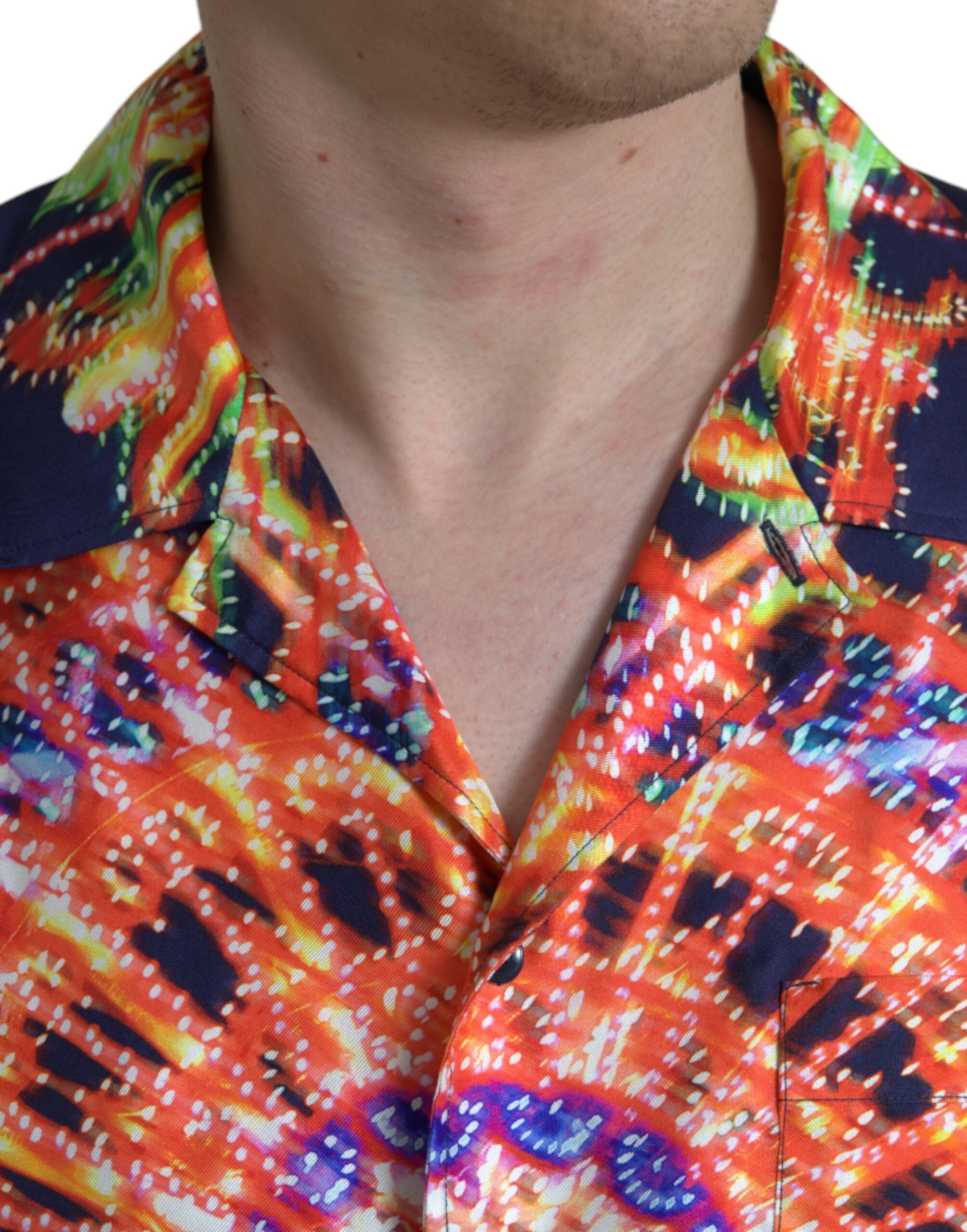 Dolce &amp;amp; Gabbana Multicolor Luminarie Silk Casual Shirt