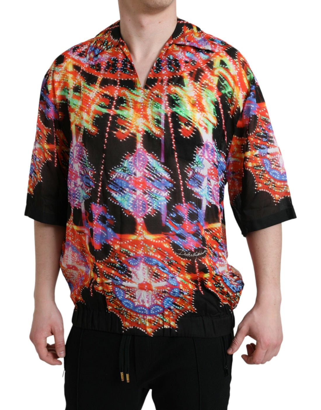 Dolce &amp;amp; Gabbana Multicolor Luminarie Print bomull T-shirt