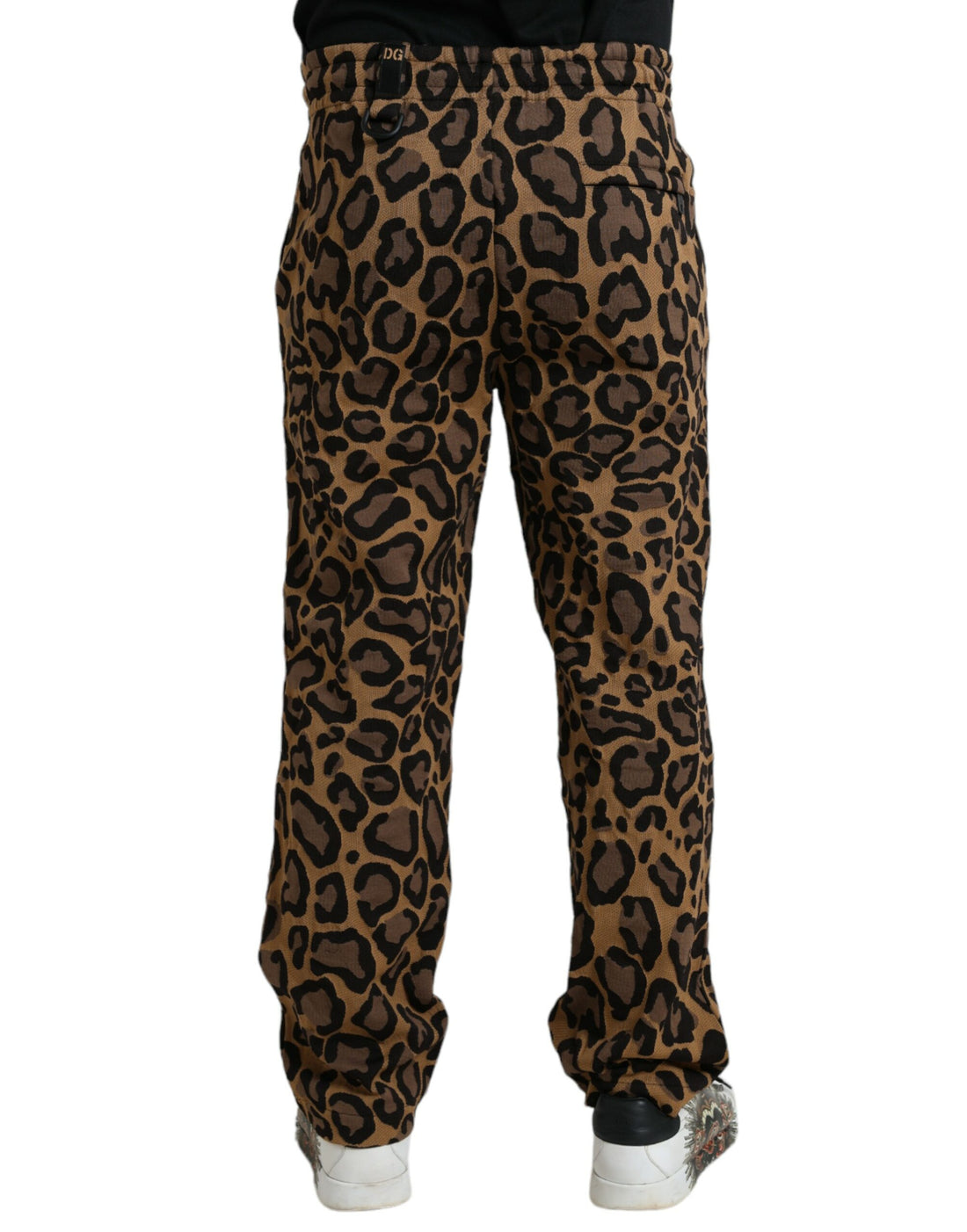 Dolce &amp;amp; Gabbana Bruna Leopardmönstrade Joggingbyxor i Polyester