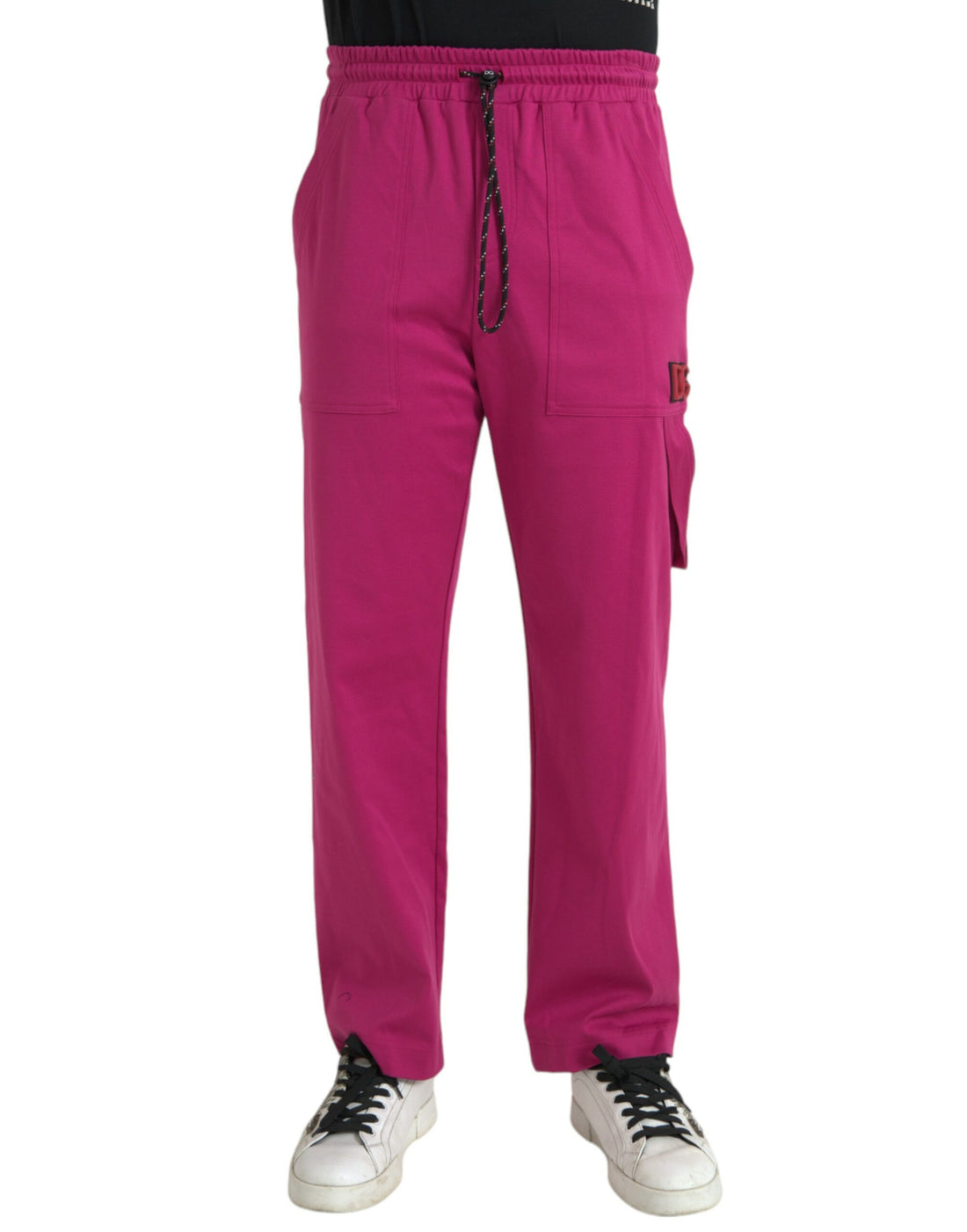Dolce &amp;amp; Gabbana Rosa Logo Cargo Bomull Jogger Träningsbyxor
