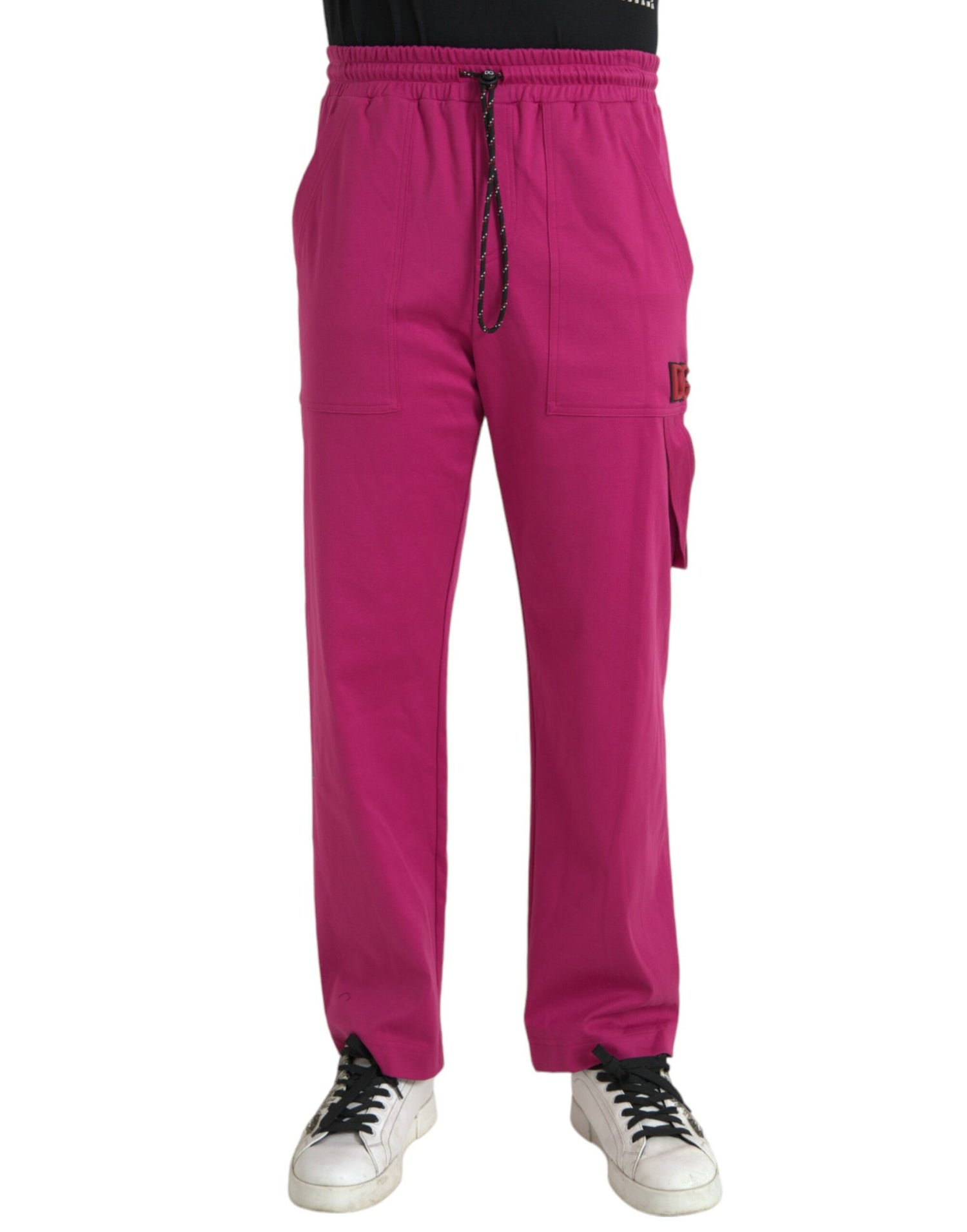 Dolce &amp;amp; Gabbana Rosa Logo Cargo Bomull Jogger Träningsbyxor