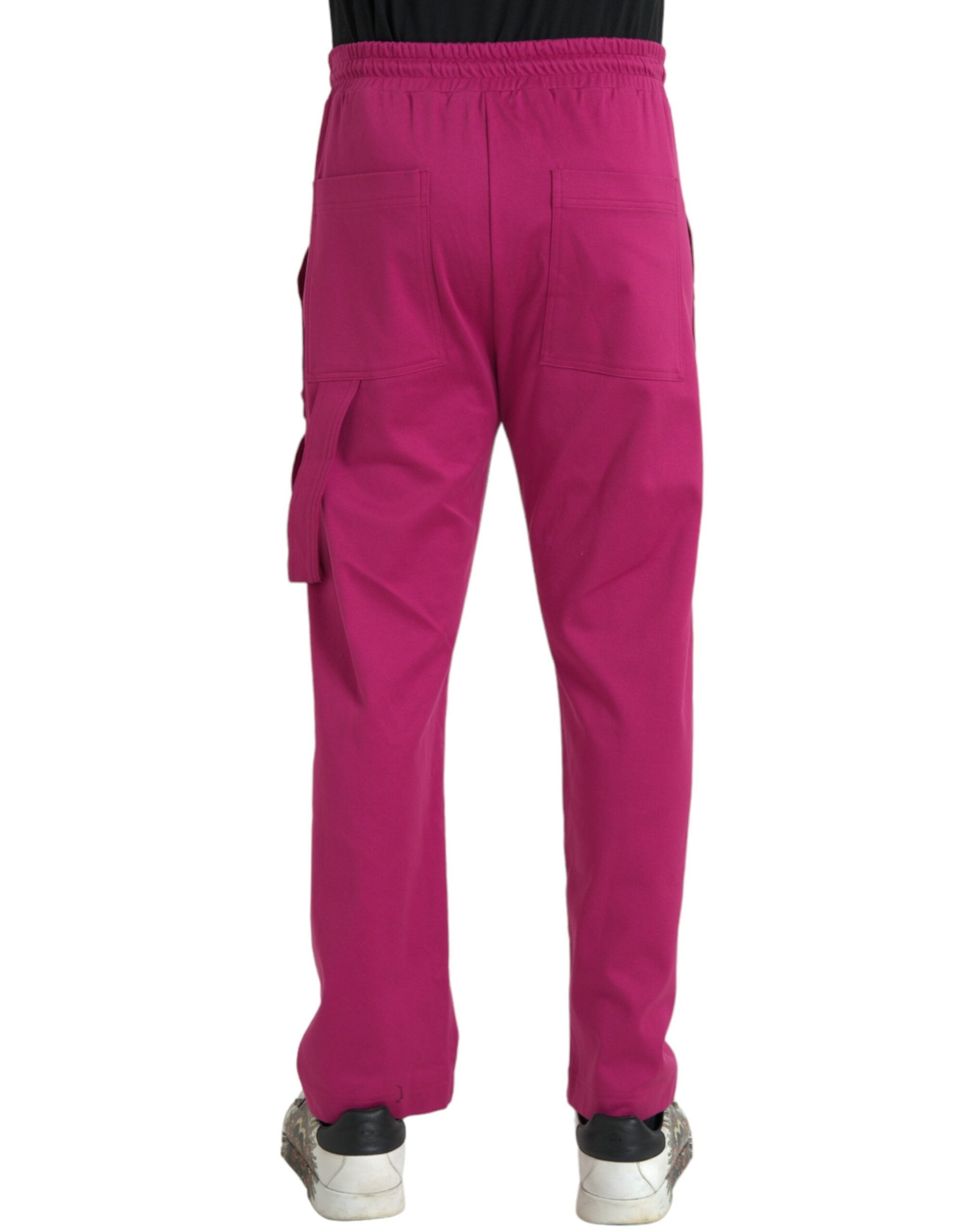 Dolce &amp;amp; Gabbana Rosa Logo Cargo Bomull Jogger Träningsbyxor
