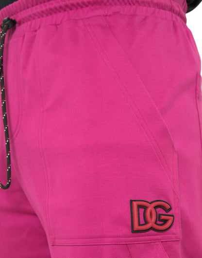 Dolce &amp;amp; Gabbana Rosa Logo Cargo Bomull Jogger Träningsbyxor