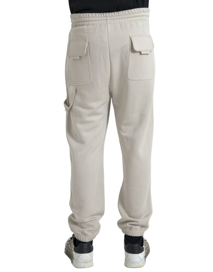 Dolce &amp; Gabbana Off White Viscose Cargo Jogger Sweatpants Pants
