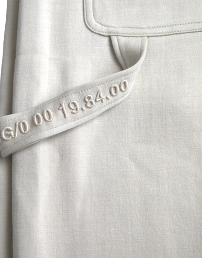 Dolce &amp; Gabbana Off White Viscose Cargo Jogger Sweatpants Pants
