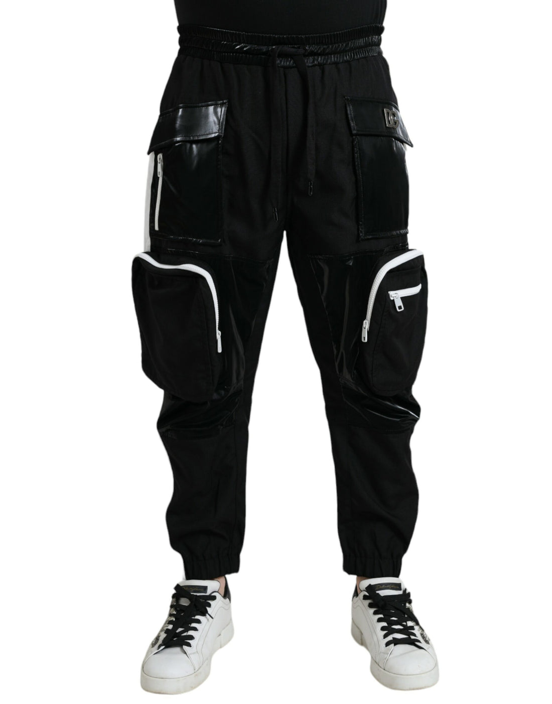 Dolce &amp;amp; Gabbana Svarta Nylon Cargo Jogger Herr Träningsbyxor Byxor