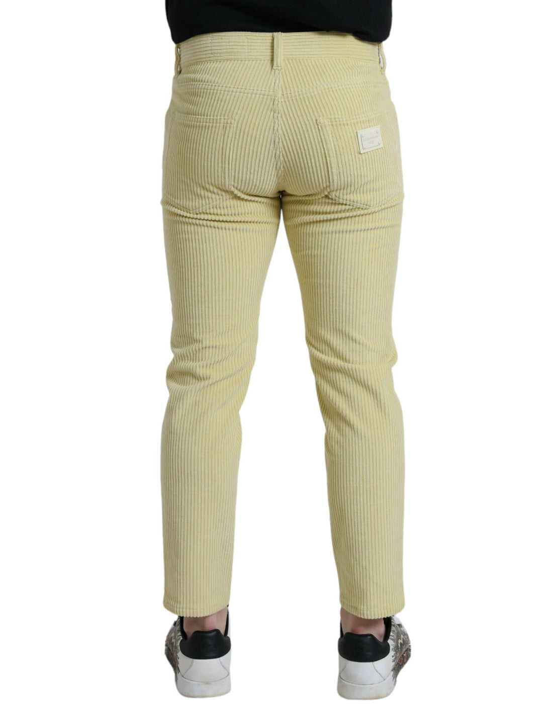 Dolce &amp;amp; Gabbana Gula Manchesterjeans med Logotypplakett och Skinny Denim