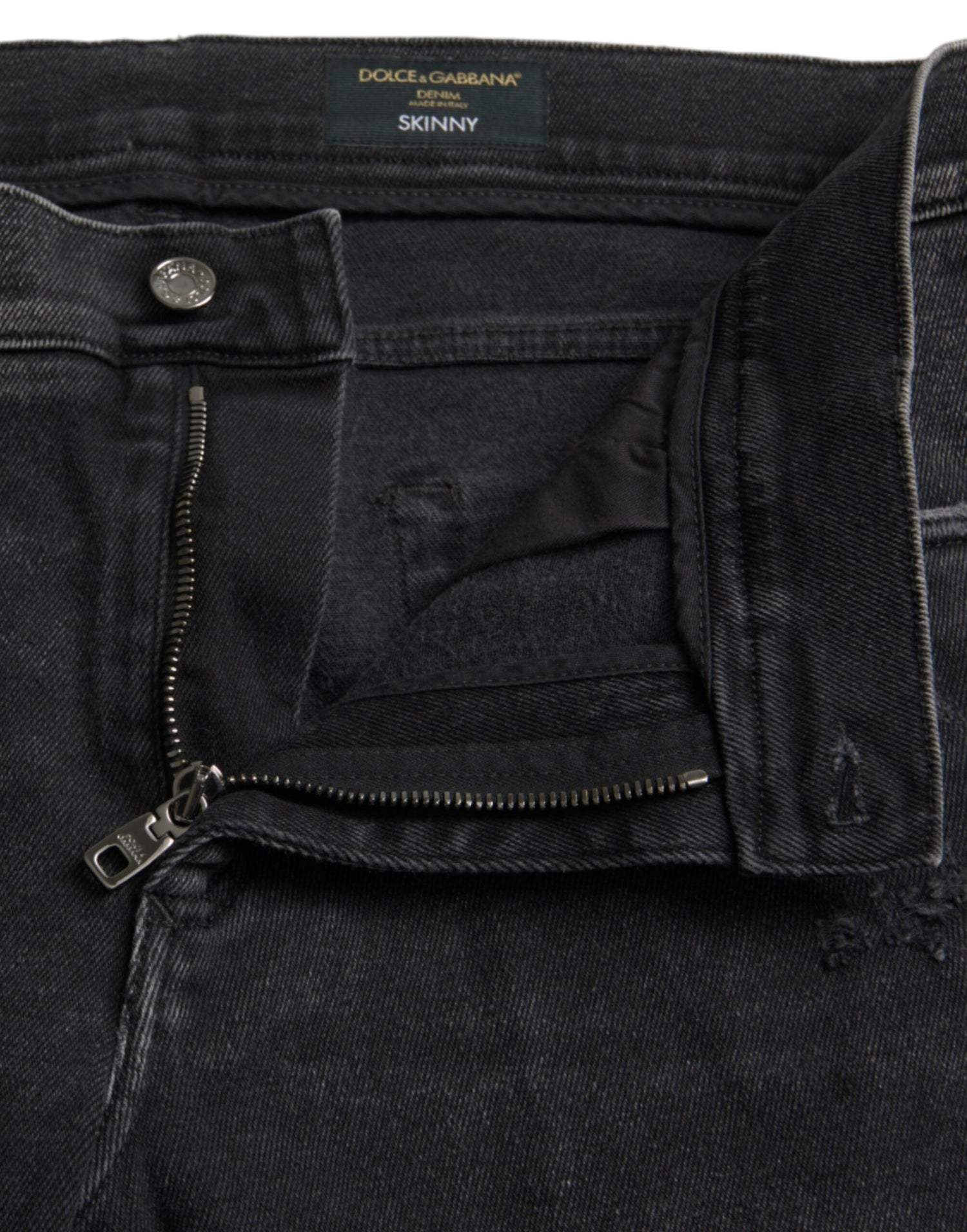 Dolce &amp; Gabbana Gray Cotton Stretch Skinny Denim Logo Jeans