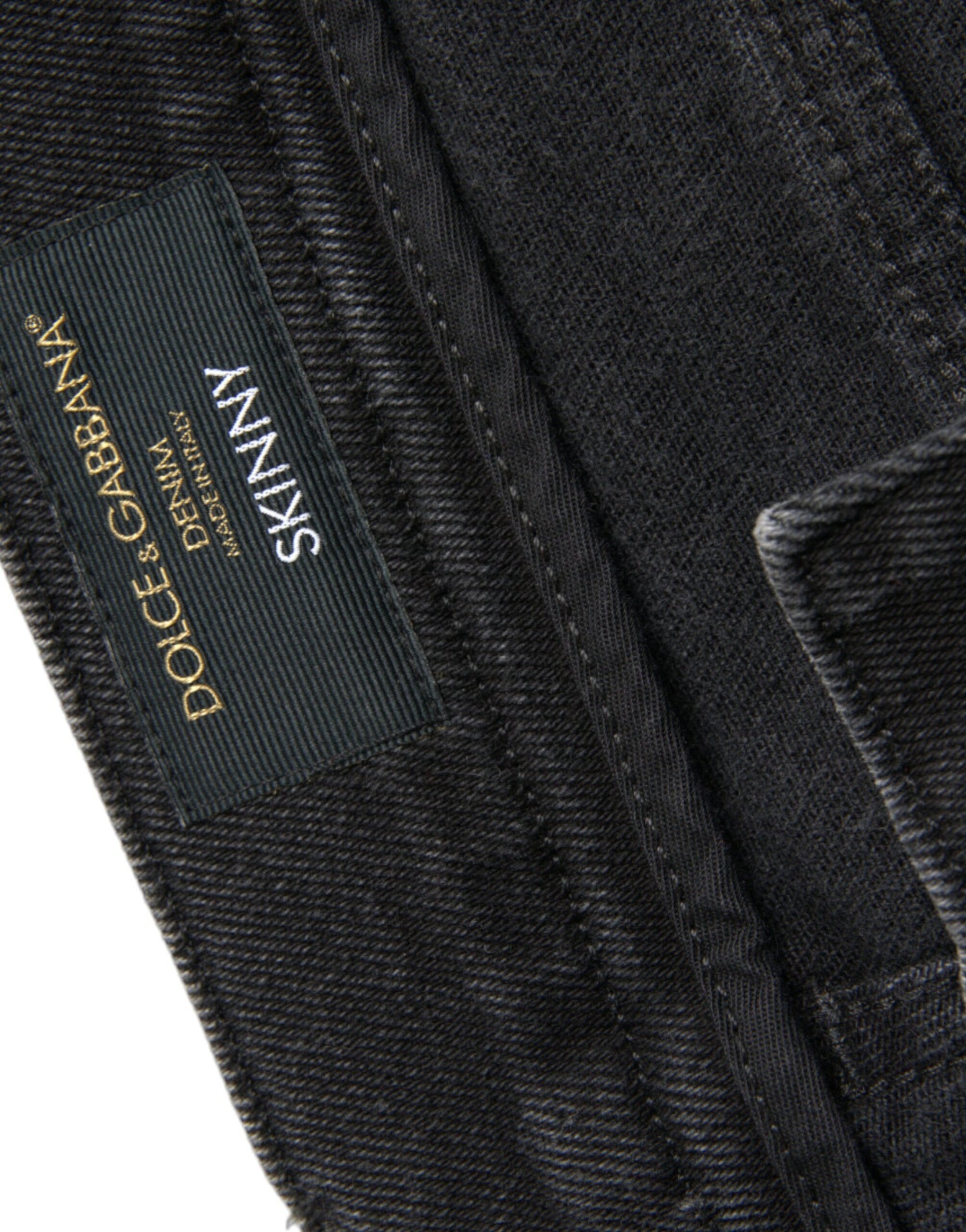 Dolce &amp; Gabbana Gray Cotton Stretch Skinny Denim Logo Jeans