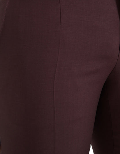 Dolce &amp; Gabbana Maroon Wool Men Slim Fit Dress Pants