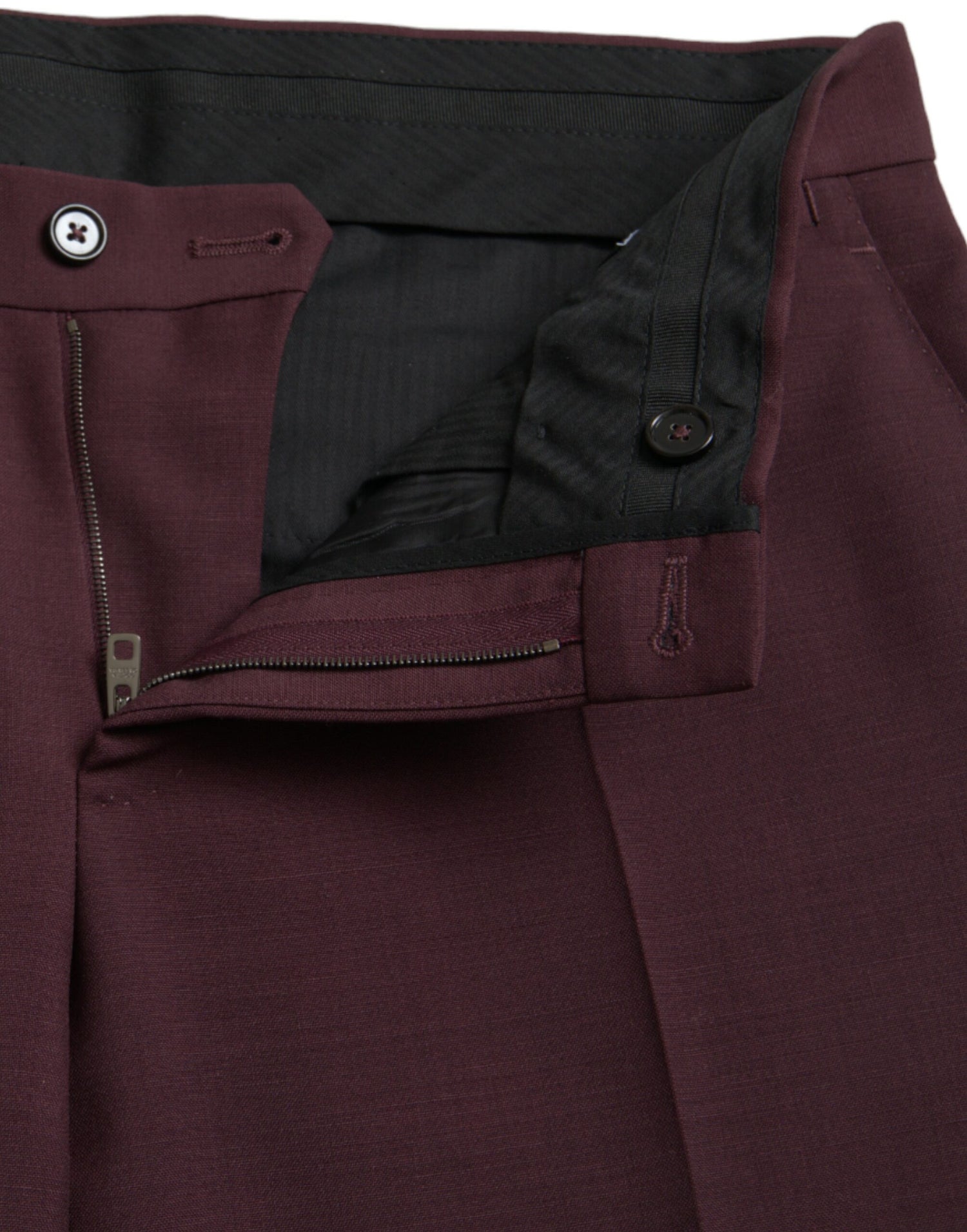 Dolce &amp; Gabbana Maroon Wool Men Slim Fit Dress Pants