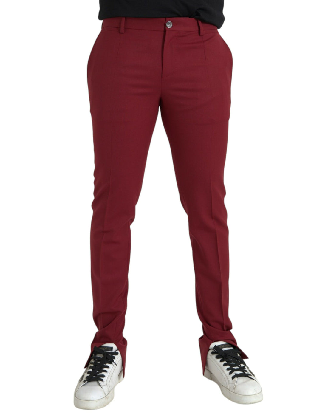Dolce &amp;amp; Gabbana Röda Ull Herr Slim Fit Dressbyxor
