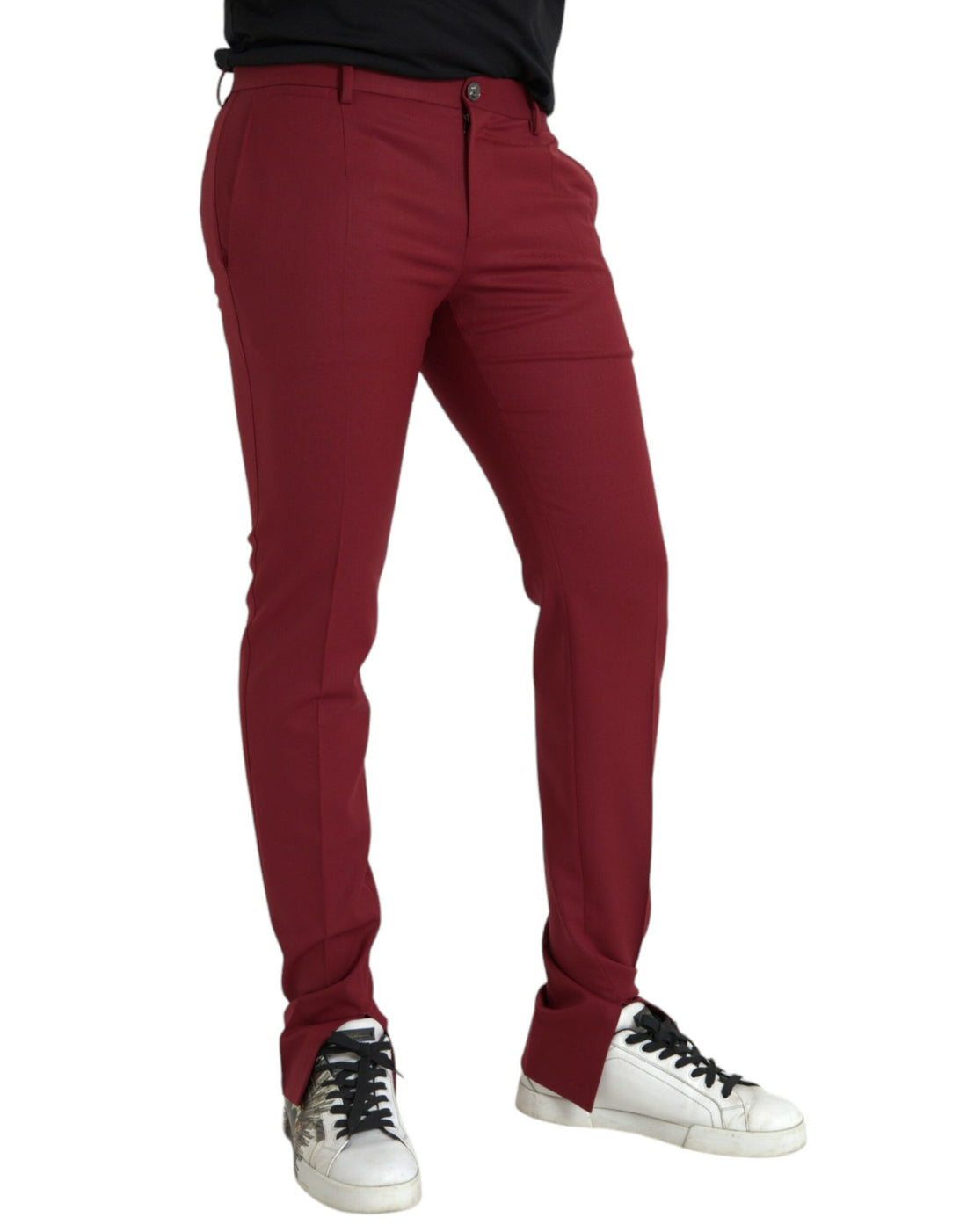 Dolce &amp;amp; Gabbana Röda Ull Herr Slim Fit Dressbyxor