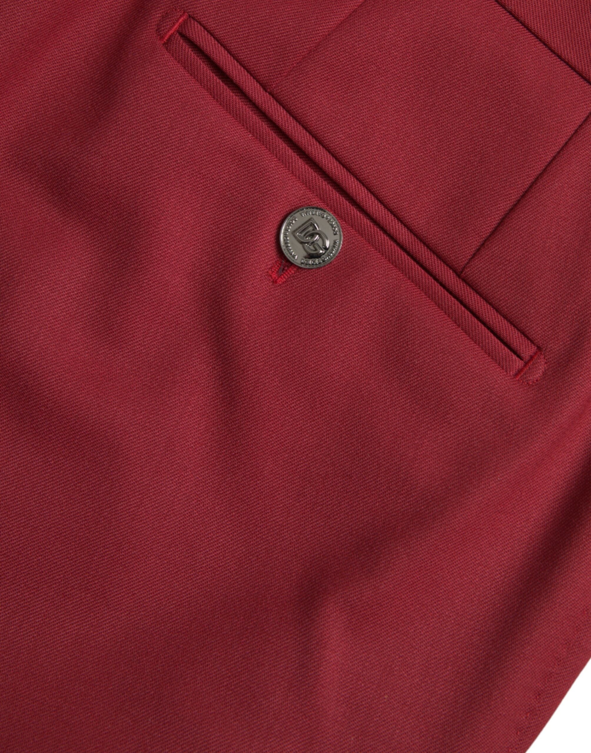 Dolce &amp; Gabbana Red Wool Men Slim Fit Dress Pants