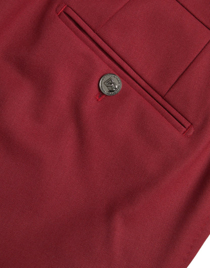 Dolce &amp; Gabbana Red Wool Men Slim Fit Dress Pants