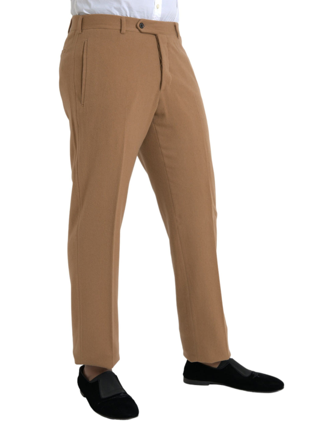 Prada Beige Kashmir Herr Rak Passform Dressbyxor