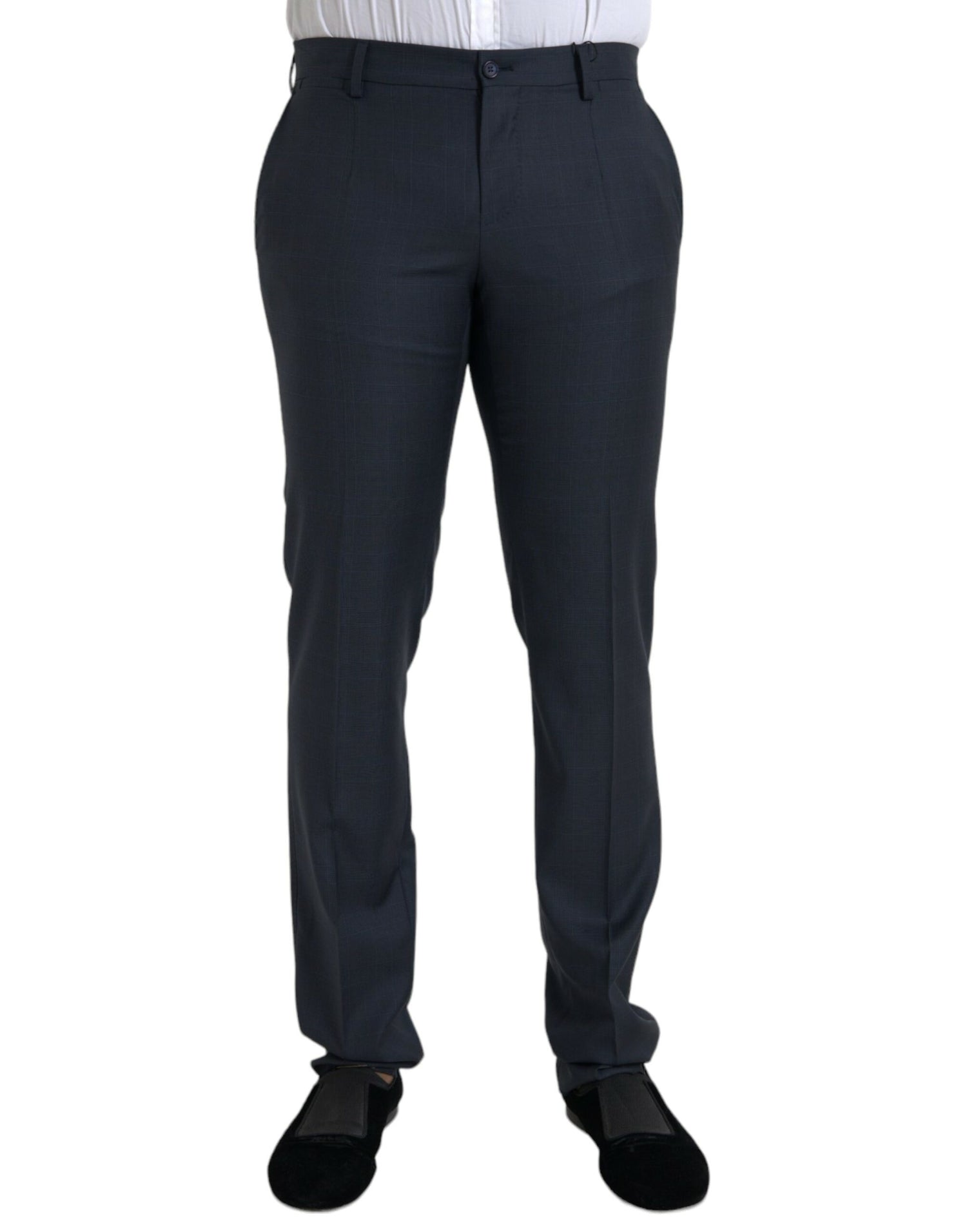 Dolce &amp; Gabbana Blue Wool Men Skinny Dress Pants
