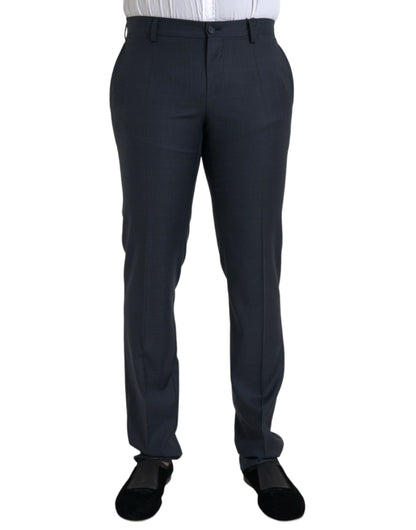 Dolce &amp; Gabbana Blue Wool Men Skinny Dress Pants