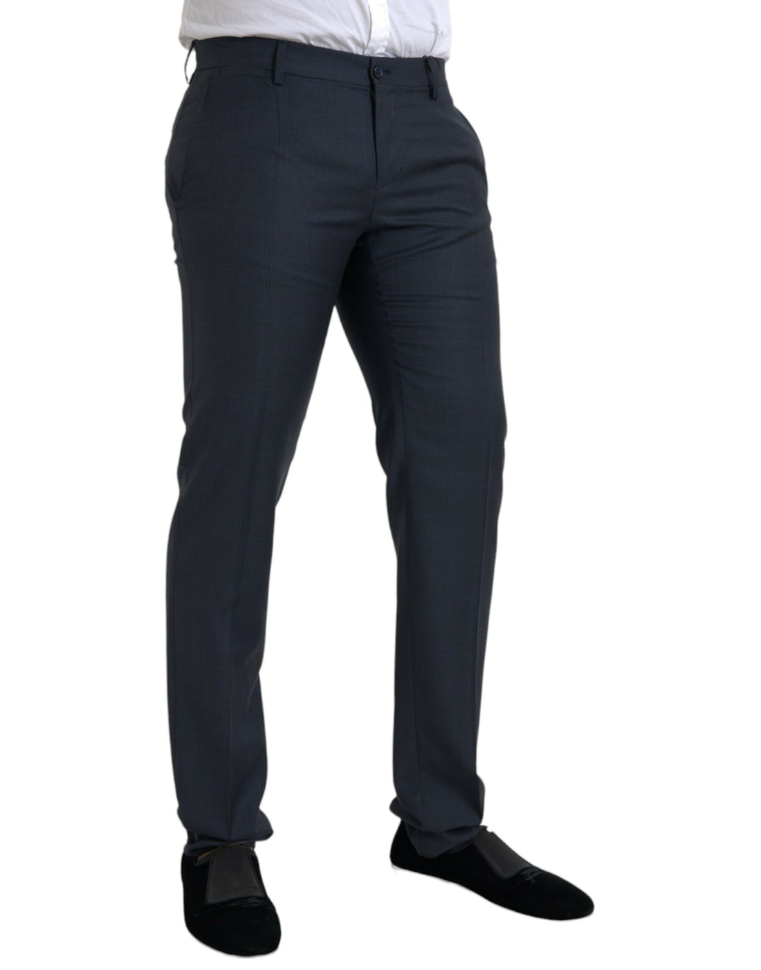 Dolce &amp;amp; Gabbana Blå Ull Herr Skinny Dressbyxor