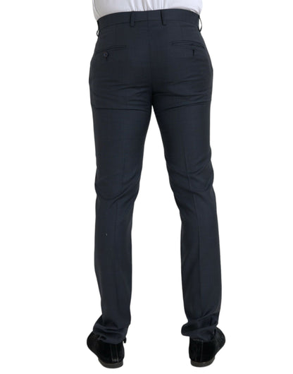 Dolce &amp; Gabbana Blue Wool Men Skinny Dress Pants