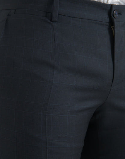 Dolce &amp; Gabbana Blue Wool Men Skinny Dress Pants