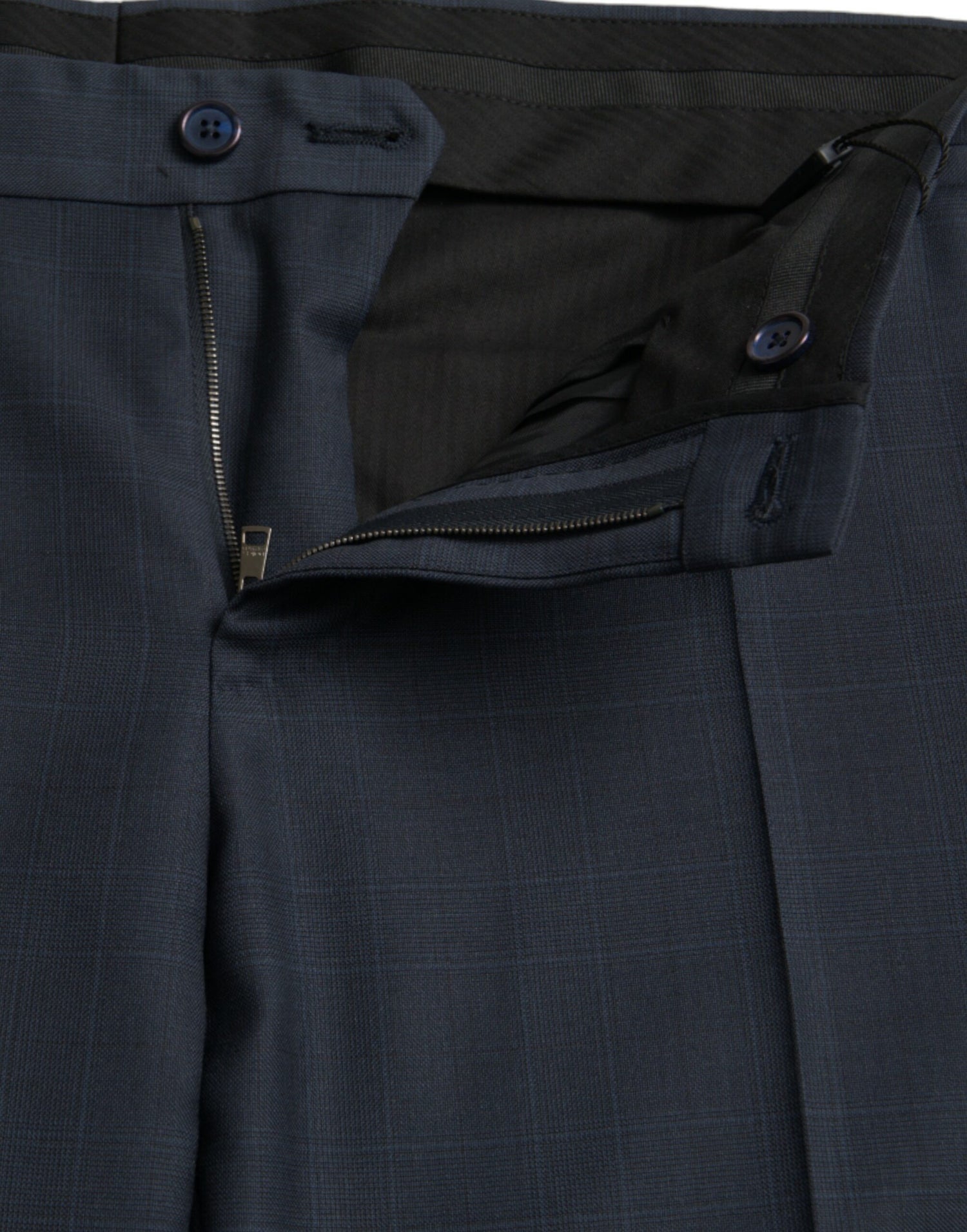 Dolce &amp; Gabbana Blue Wool Men Skinny Dress Pants