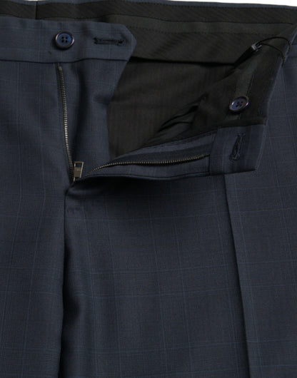 Dolce &amp; Gabbana Blue Wool Men Skinny Dress Pants