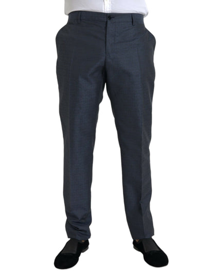 Dolce &amp; Gabbana Blue Wool Men Skinny Dress Pants
