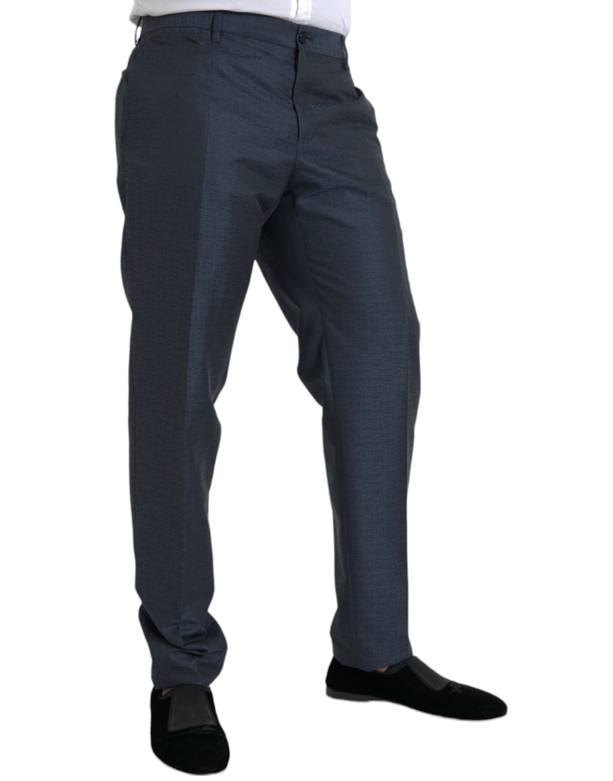 Dolce &amp; Gabbana Blue Wool Men Skinny Dress Pants