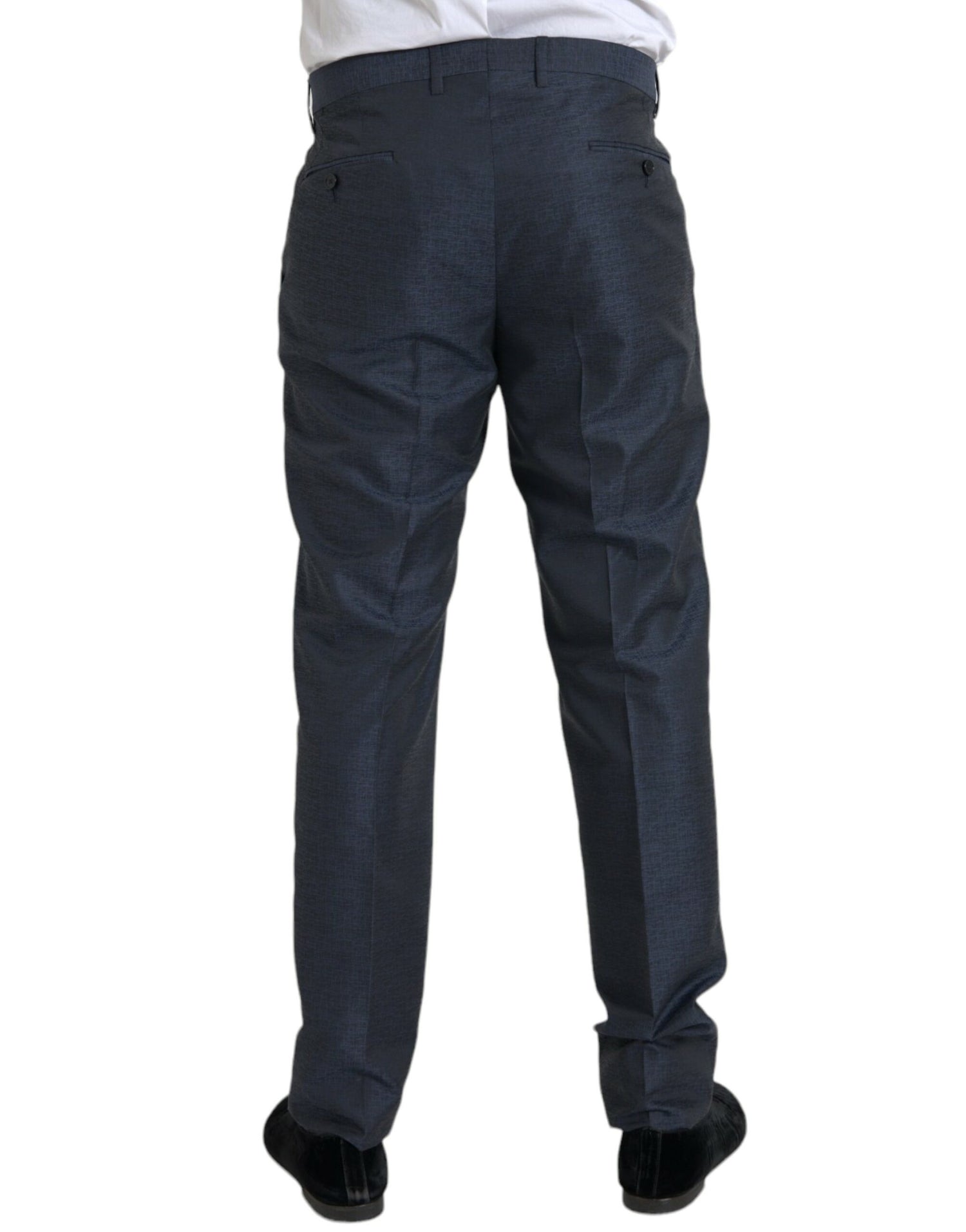 Dolce &amp; Gabbana Blue Wool Men Skinny Dress Pants