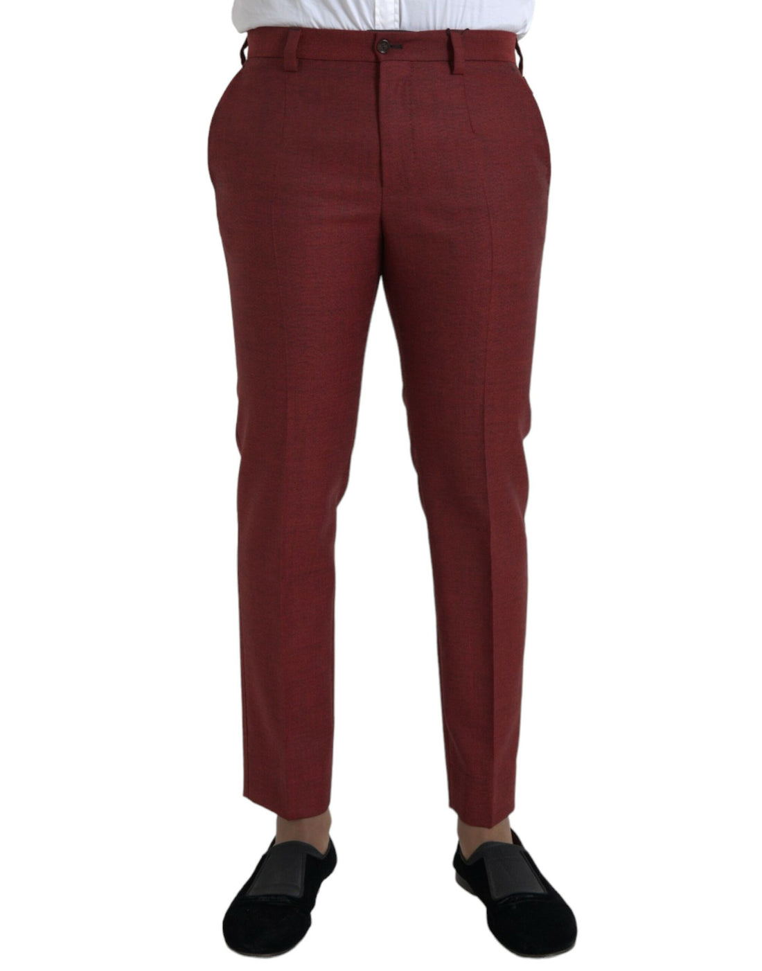 Dolce &amp;amp; Gabbana Rödbruna Ull Herr Skinny Dress Pants