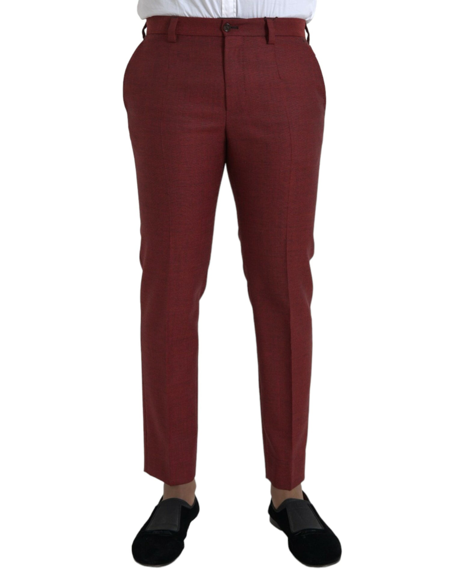 Dolce &amp;amp; Gabbana Rödbruna Ull Herr Skinny Dress Pants