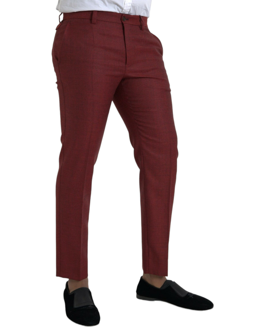 Dolce &amp;amp; Gabbana Rödbruna Ull Herr Skinny Dress Pants