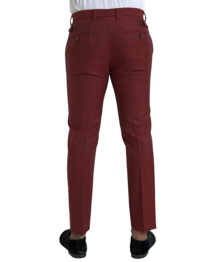 Dolce &amp;amp; Gabbana Rödbruna Ull Herr Skinny Dress Pants