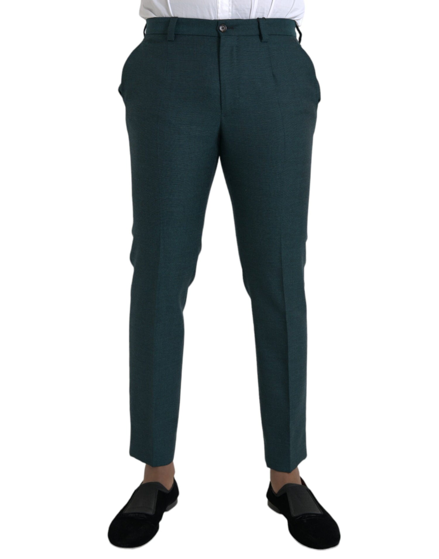 Dolce &amp; Gabbana Green Wool Skinny Slim Dress Pants