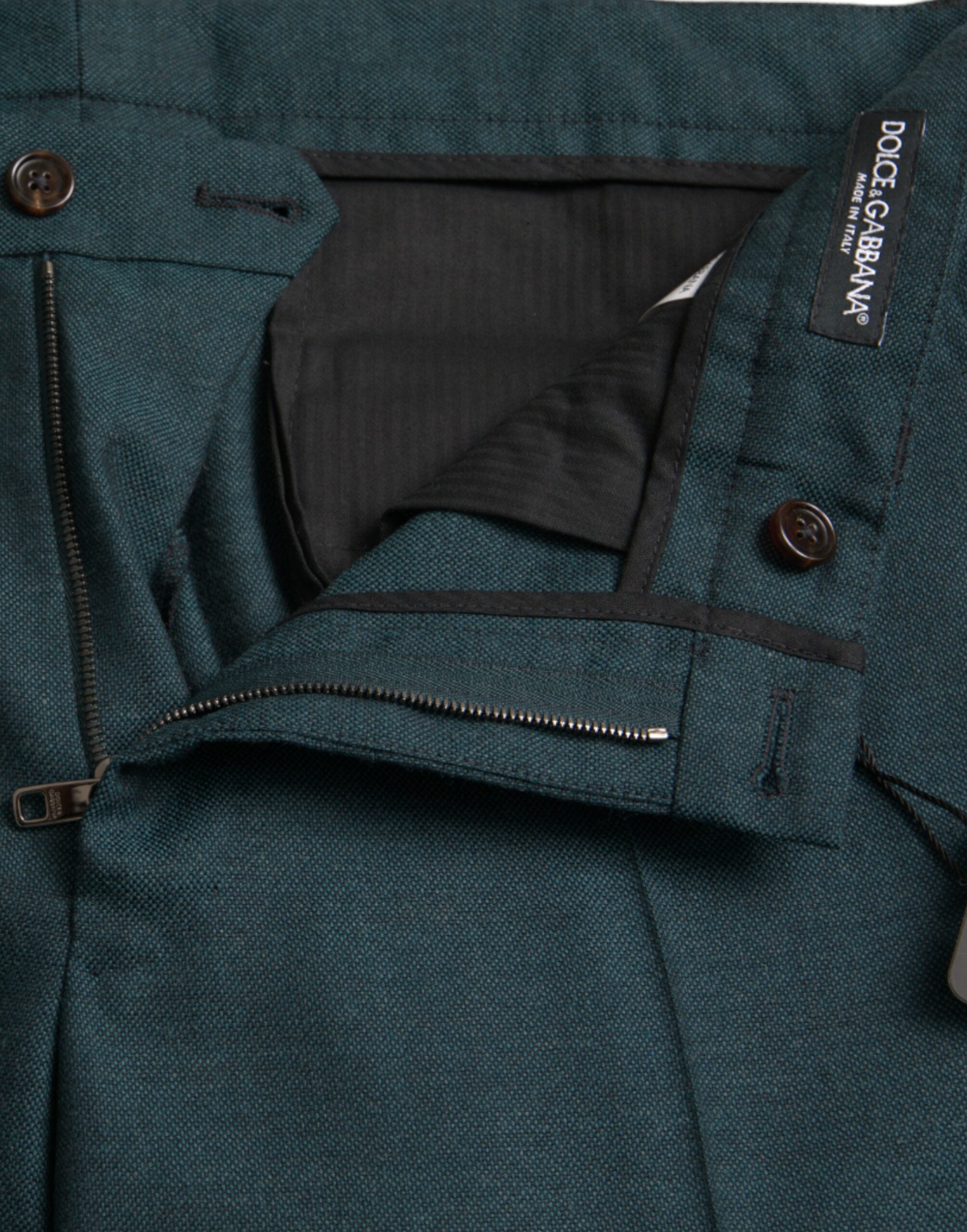 Dolce &amp; Gabbana Green Wool Skinny Slim Dress Pants