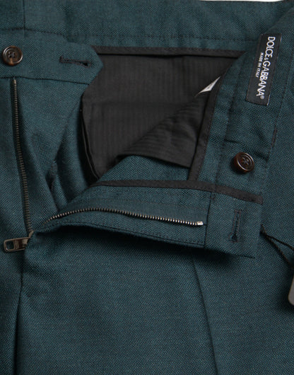Dolce &amp; Gabbana Green Wool Skinny Slim Dress Pants
