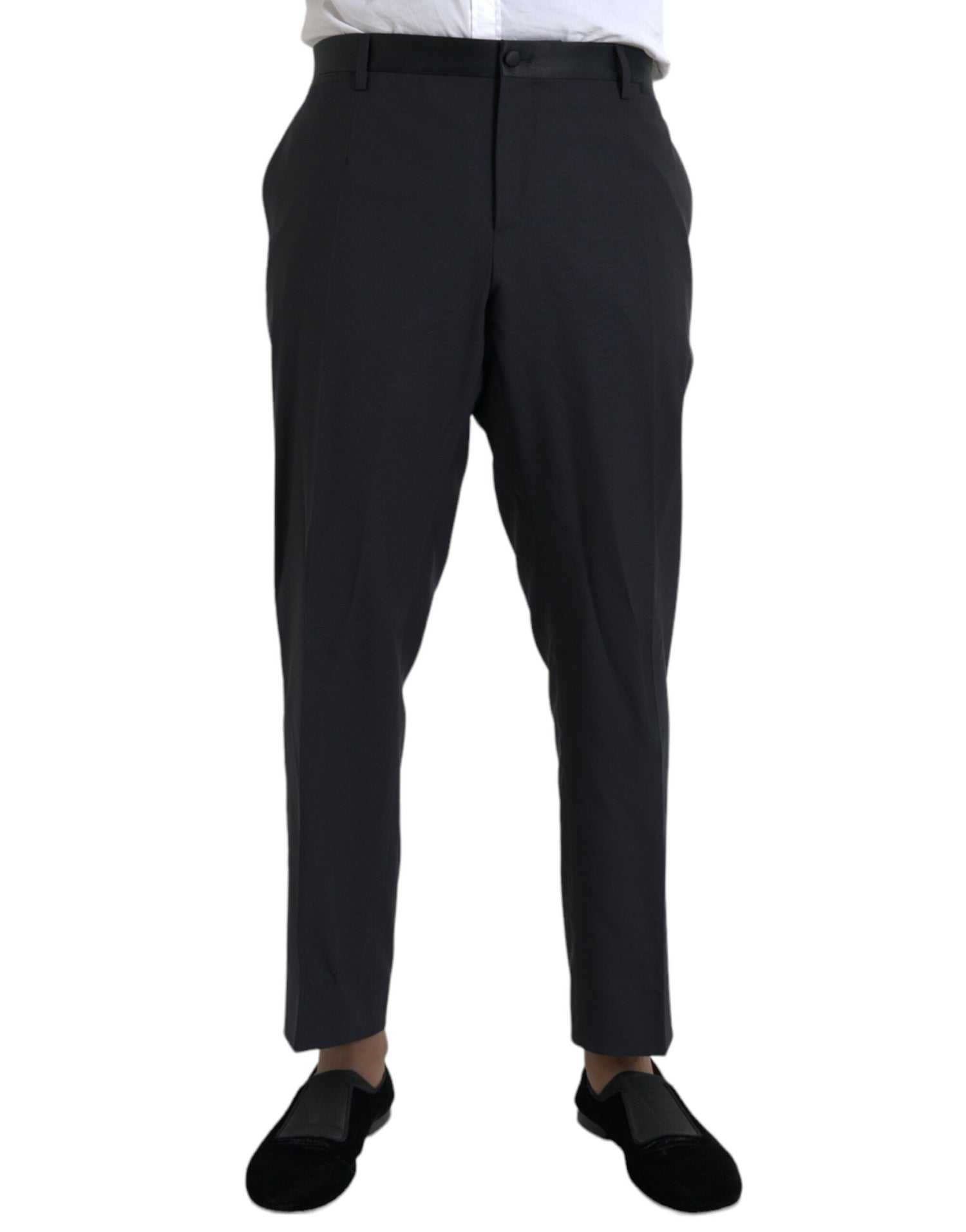 Dolce &amp; Gabbana Blue Wool Men Skinny Dress Pants