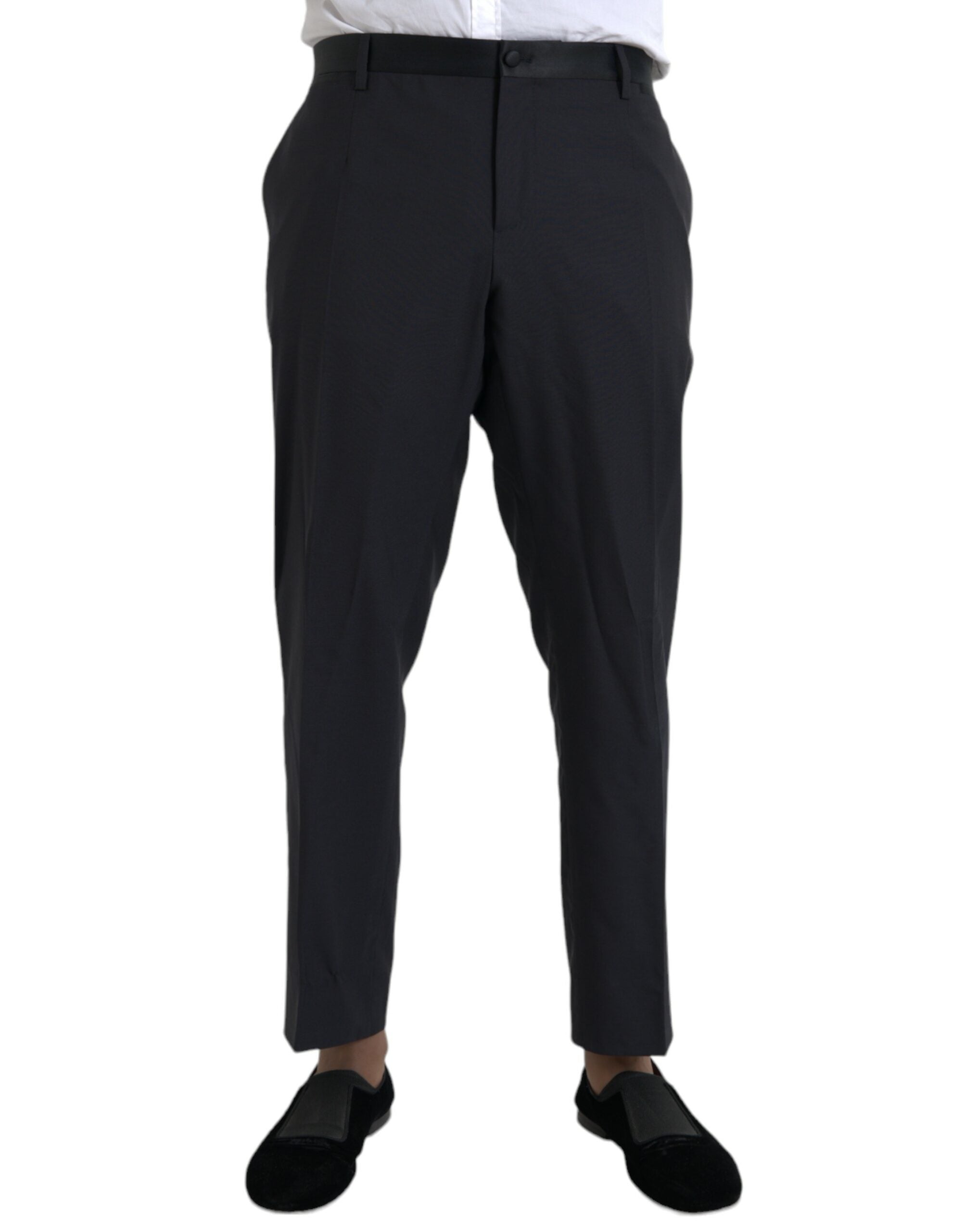 Dolce &amp; Gabbana Blue Wool Men Skinny Dress Pants
