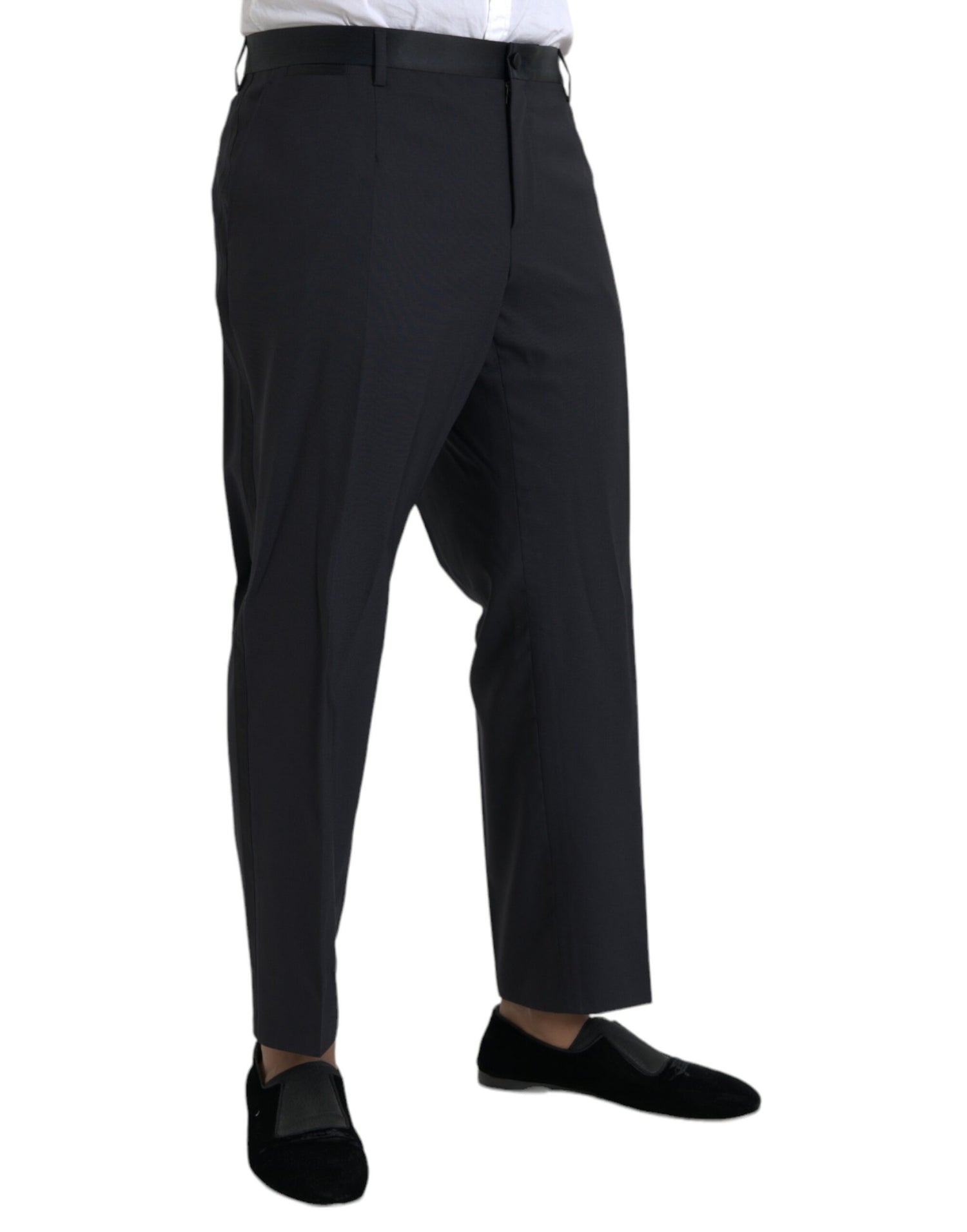 Dolce &amp; Gabbana Blue Wool Men Skinny Dress Pants