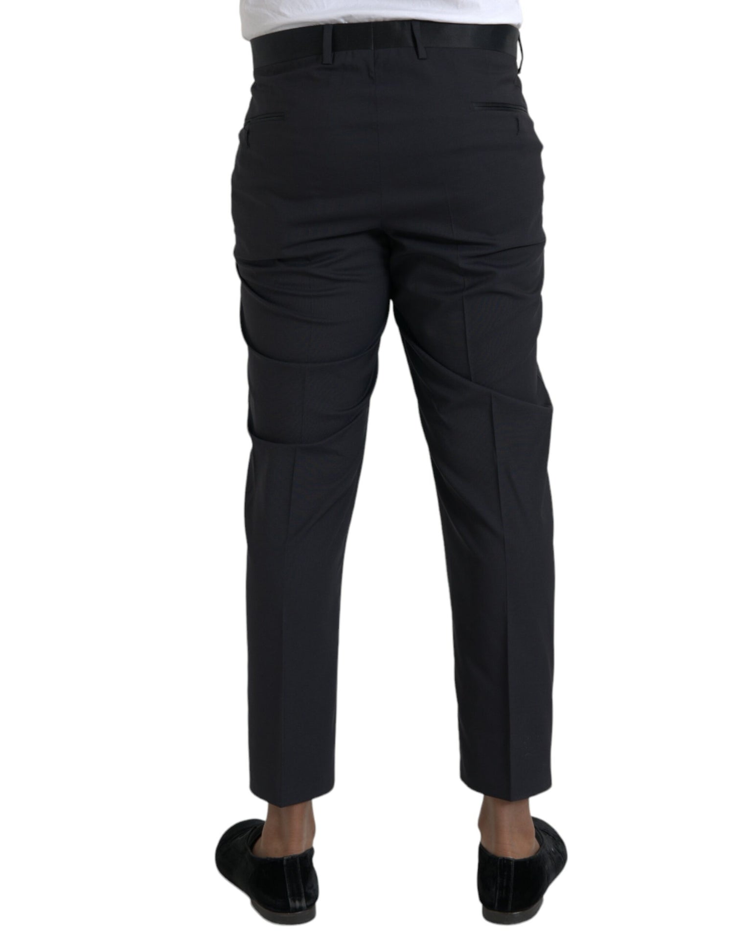 Dolce &amp; Gabbana Blue Wool Men Skinny Dress Pants