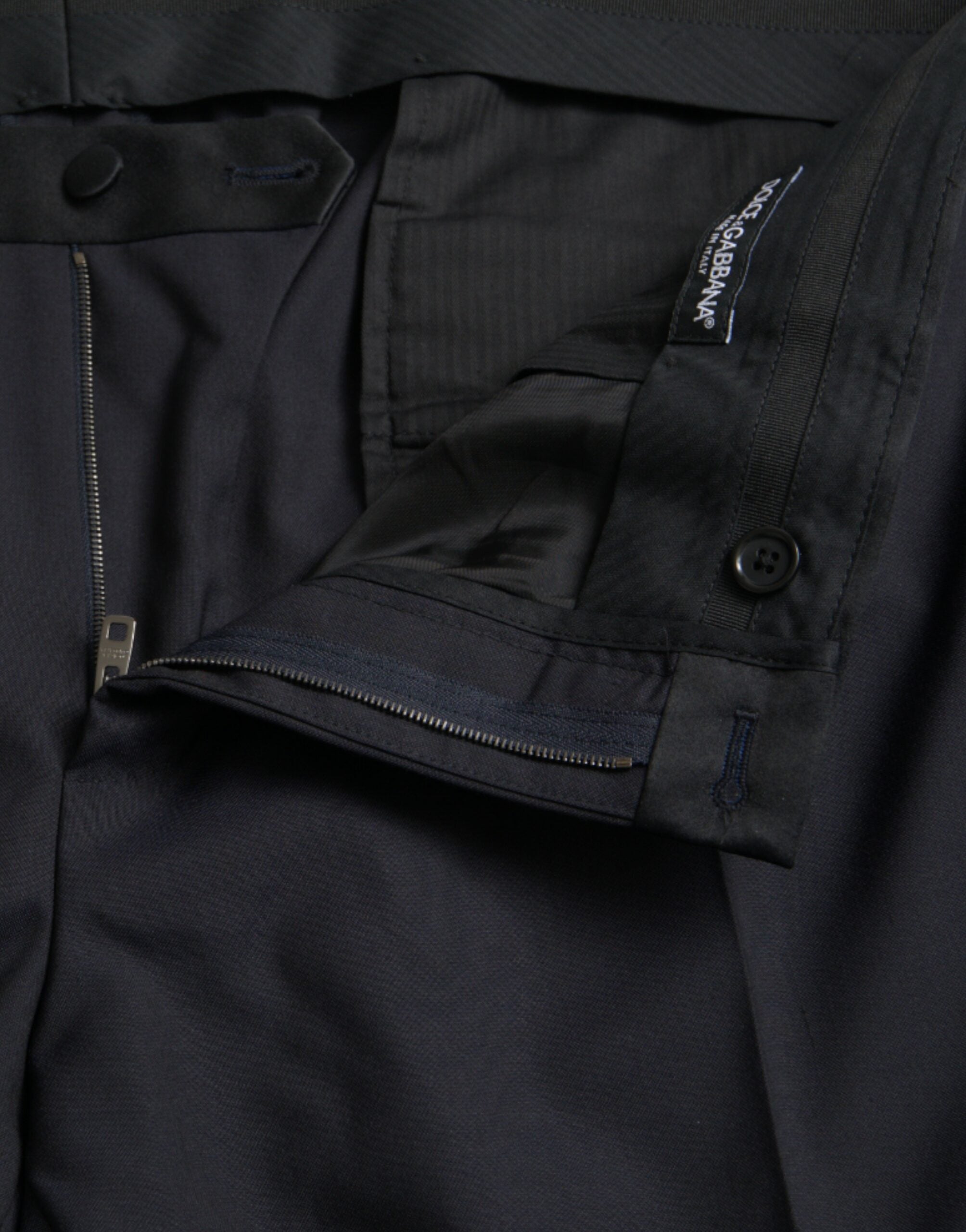 Dolce &amp; Gabbana Blue Wool Men Skinny Dress Pants