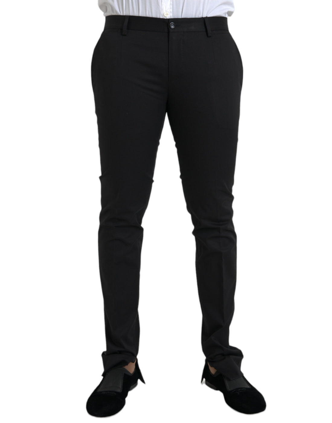 Dolce &amp;amp; Gabbana Svarta Bomulls Stretchiga Skinny Dressbyxor