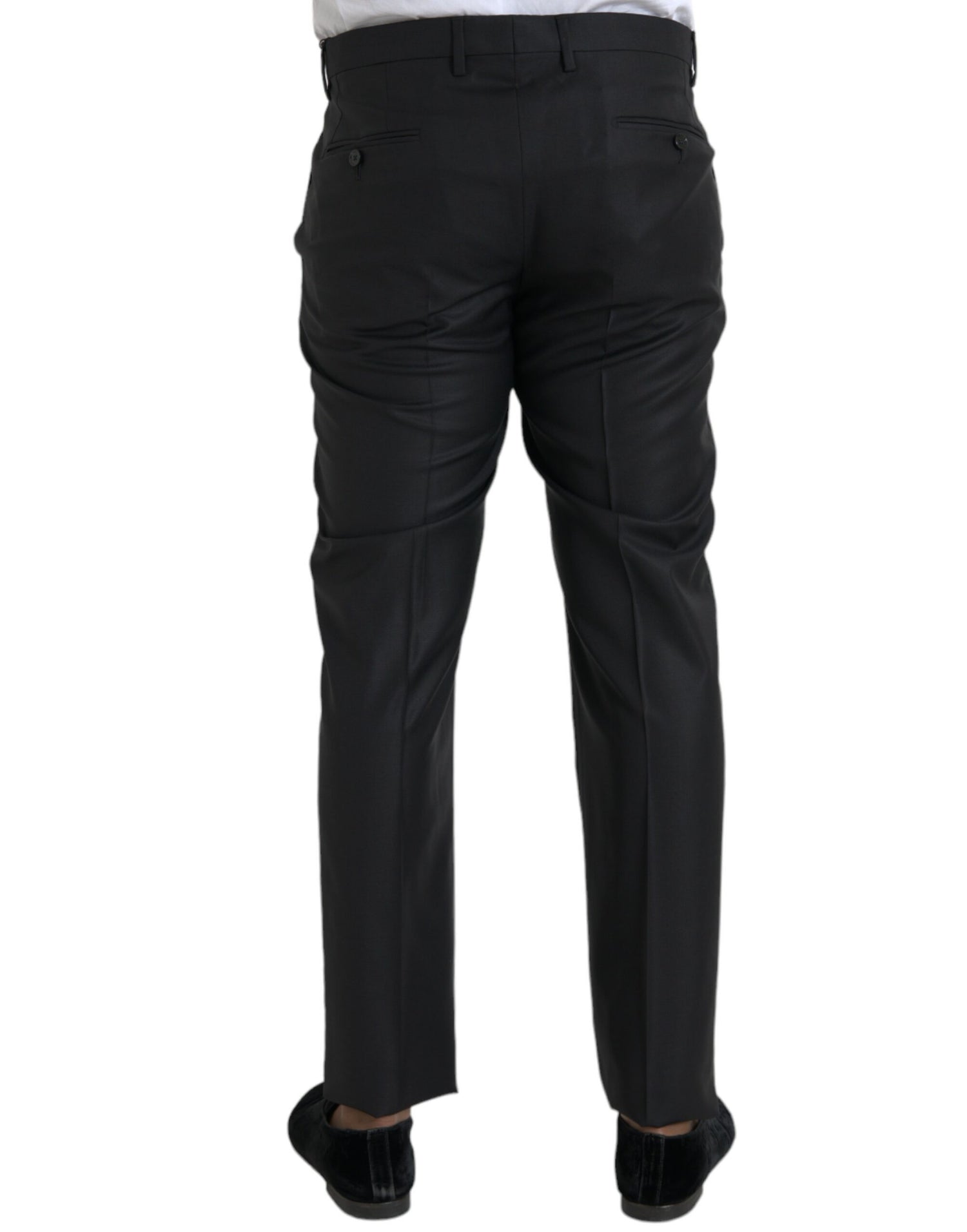 Dolce &amp; Gabbana Black Wool Silk Skinny Dress Pants