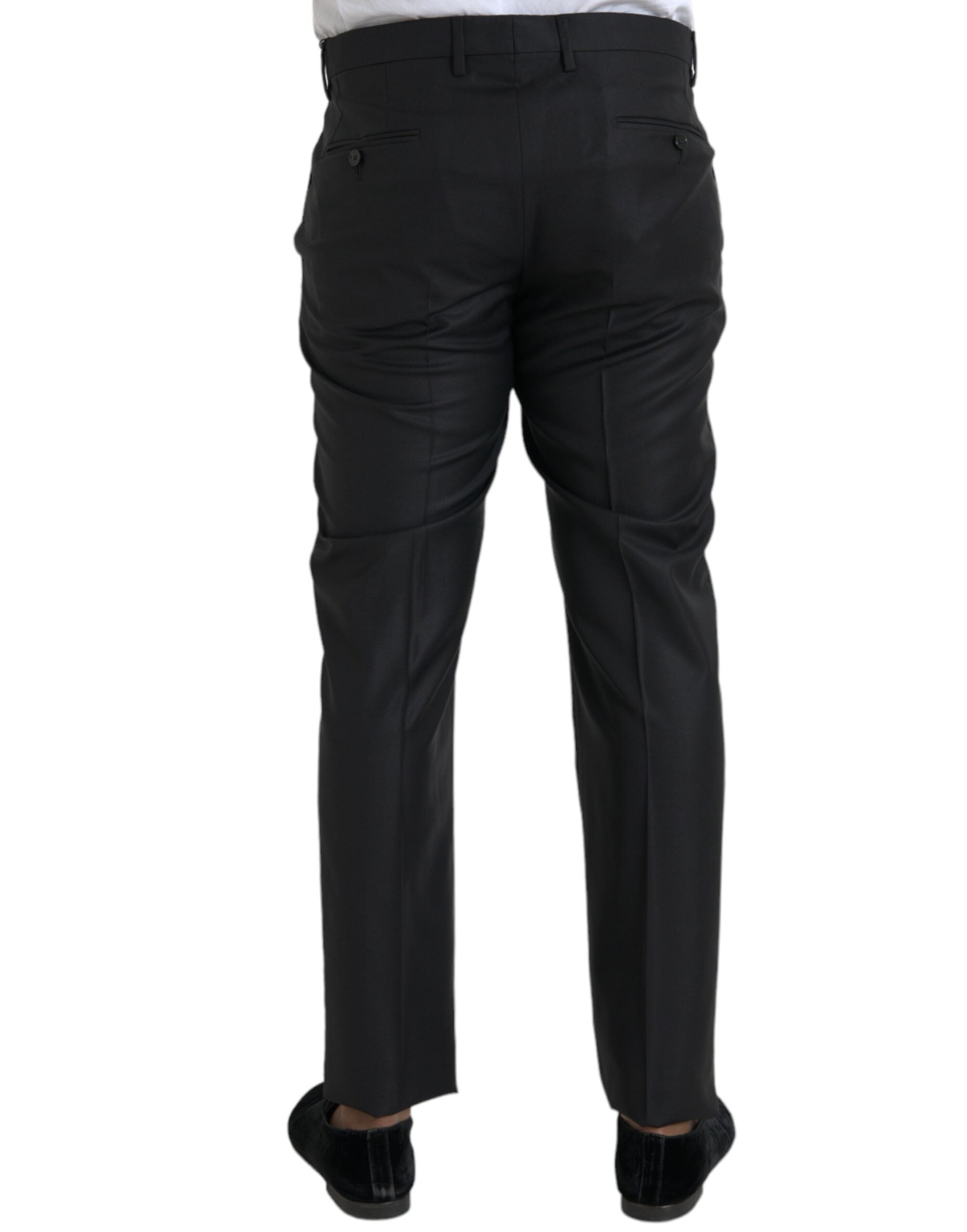 Dolce &amp; Gabbana Black Wool Silk Skinny Dress Pants