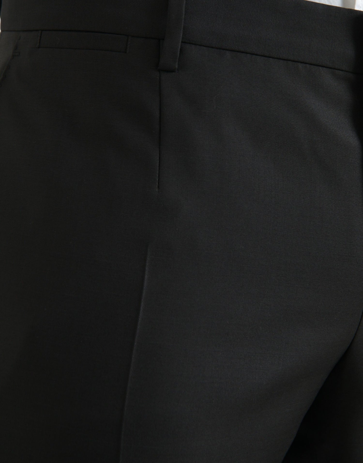 Dolce &amp; Gabbana Black Wool Silk Skinny Dress Pants