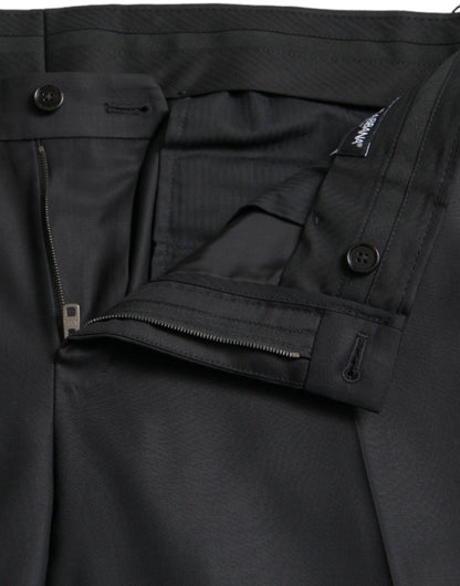 Dolce &amp; Gabbana Black Wool Silk Skinny Dress Pants
